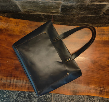 Genuine Leather Tote Bag with Zipper for Women – Buffalo Leather Shoulder Bag