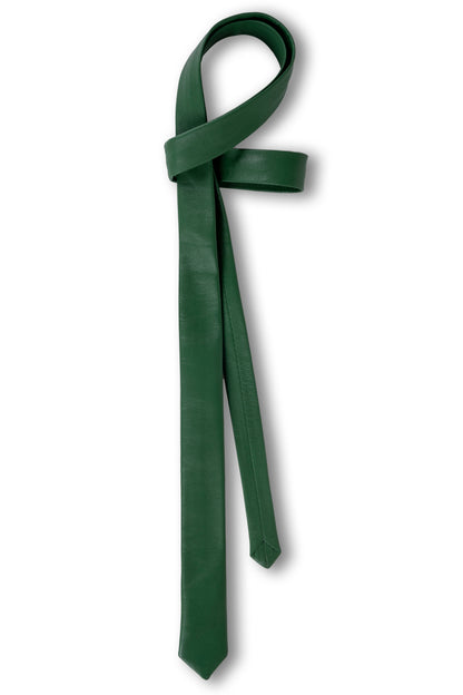 Green Soft Genuine Skinny Tie - Necktie Free Box