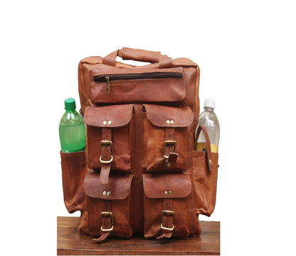 Leather Backpack for Men – 15.6 Inch Laptop Bag, Multi-Pocket Goat Leather Rucksack