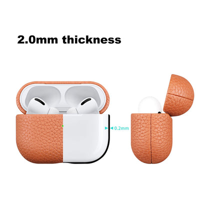 Lychee Leather Earphone Case Orange Fit
