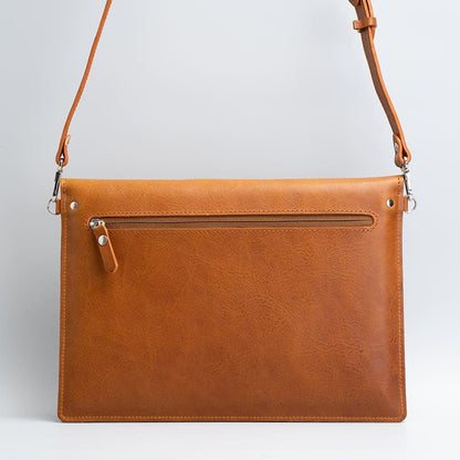 Leather MacBook Bag with Adjustable Strap – Handmade Full-Grain Laptop Sleeve