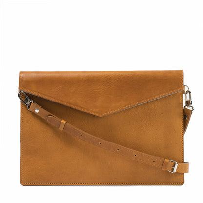 Leather MacBook Bag with Adjustable Strap – Handmade Full-Grain Laptop Sleeve