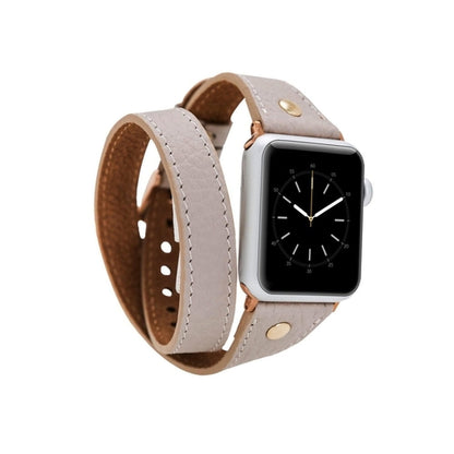 Leeds Double Tour Slim with Gold Bead Apple Watch Leather Straps
