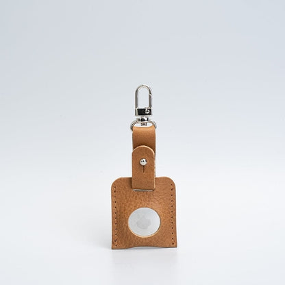 Leather AirTag Bag Charm with Carabiner – Handmade Italian Leather Keychain