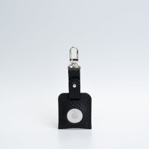 Leather AirTag Bag Charm with Carabiner – Handmade Italian Leather Keychain