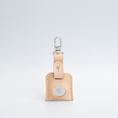 Leather AirTag Bag Charm with Carabiner – Handmade Italian Leather Keychain