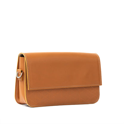 Leather Shoulder Bag - Curie (Orange Vectors)