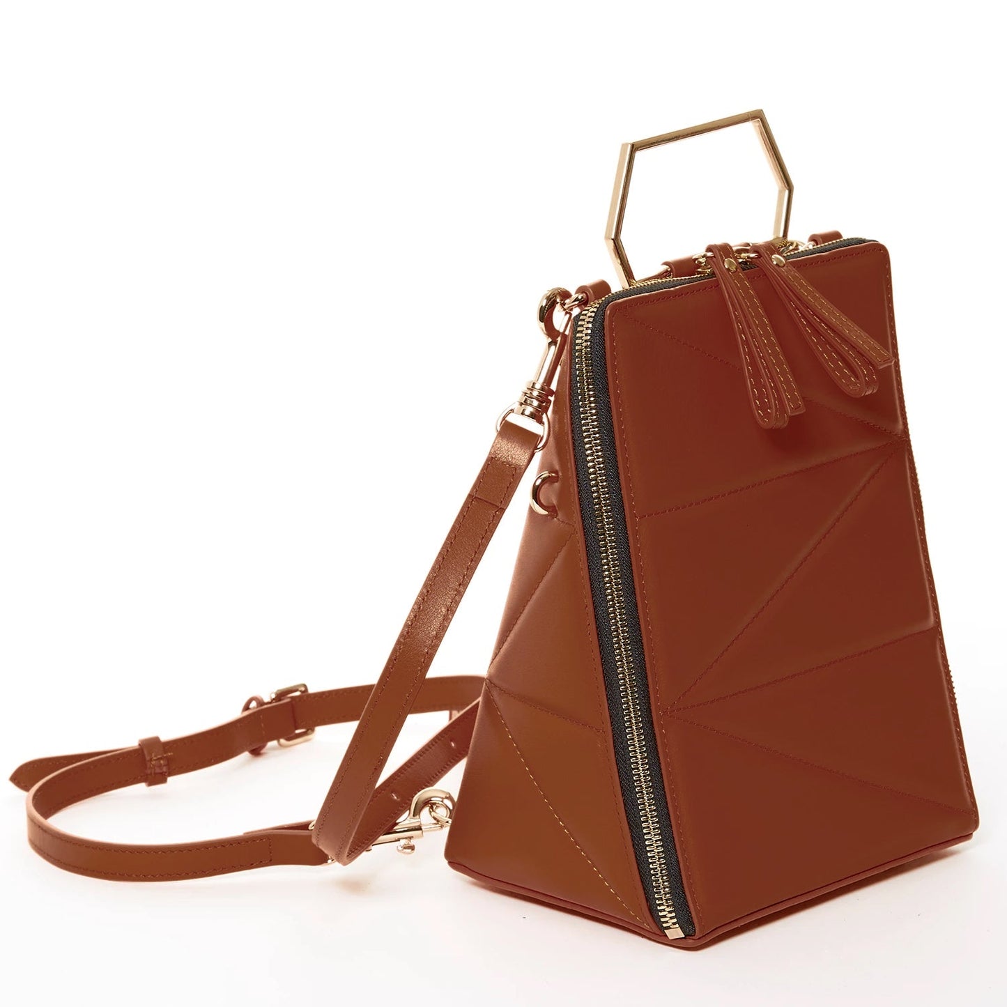 SUSU Brown Leather Backpack Purse for Women Unique Convertible