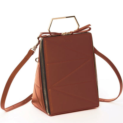 SUSU Brown Leather Backpack Purse for Women Unique Convertible