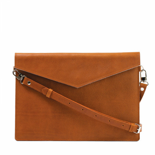 Leather MacBook Bag with Adjustable Strap – Handmade Full-Grain Laptop Sleeve