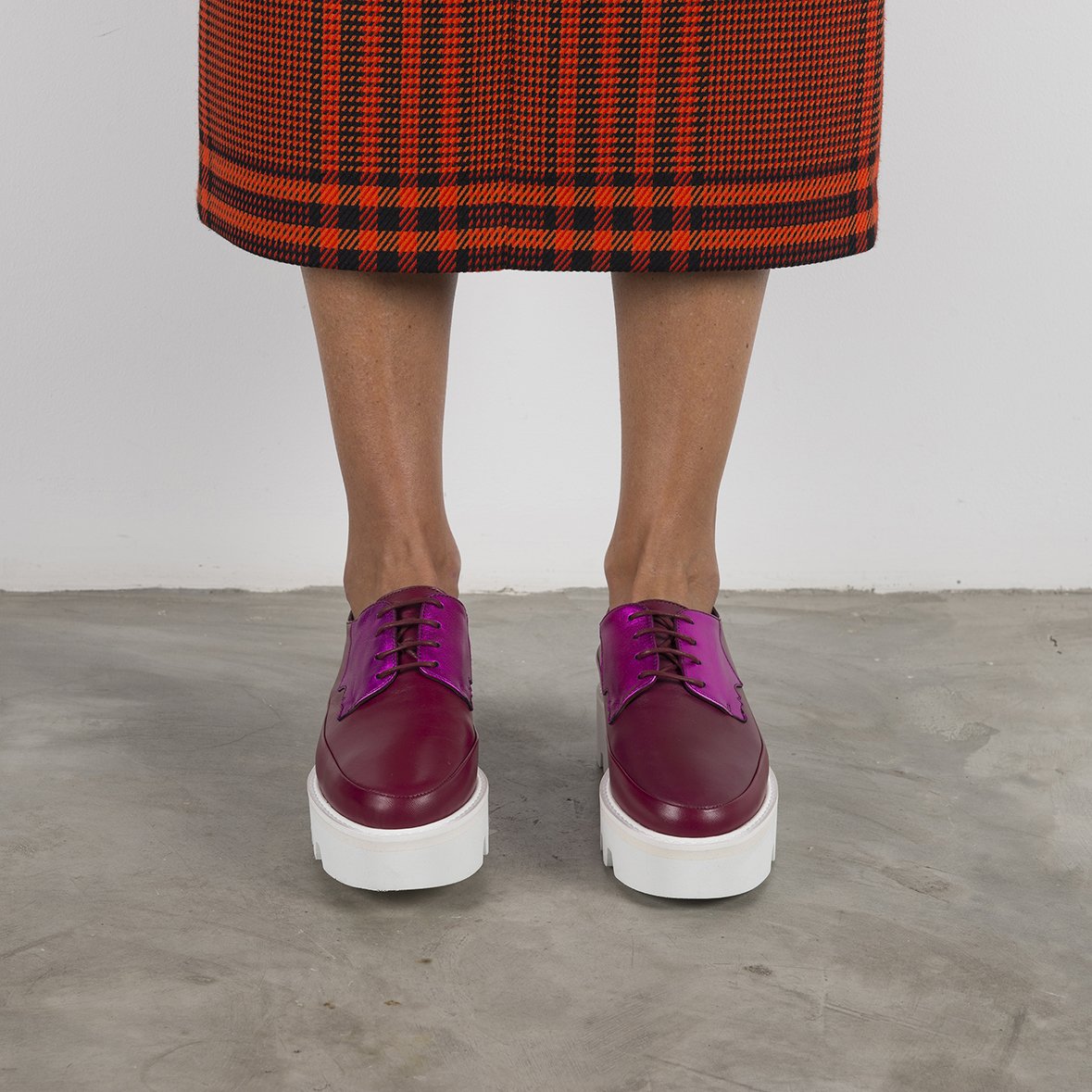 || SAMPLE SALE || FACED - Fuchsia Leather Platform Creepers