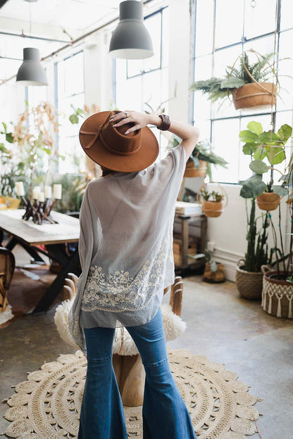 Wide Brim Leather Ribbon Bolero Hat