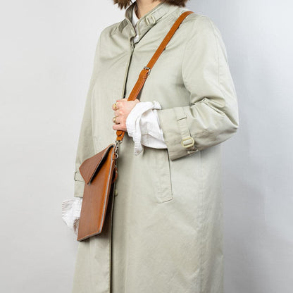 Leather MacBook Bag with Adjustable Strap – Handmade Full-Grain Laptop Sleeve